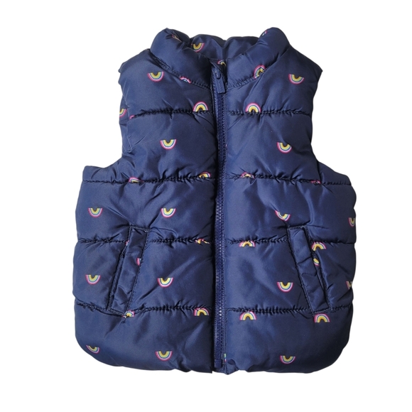 Old Navy Rainbow Navy Puffy Vest 18-24 Mos - Picture 1 of 4